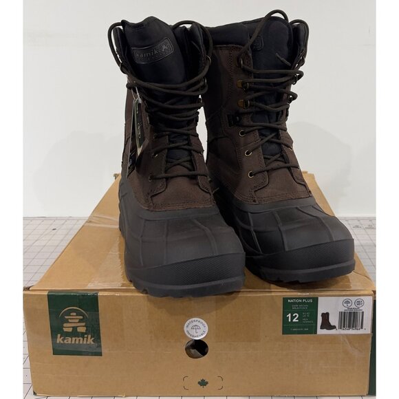 Kamik Men's NationPlus Waterproof Insulated Boots Sz. 12 Dark Brown -40 degrees - Picture 1 of 15
